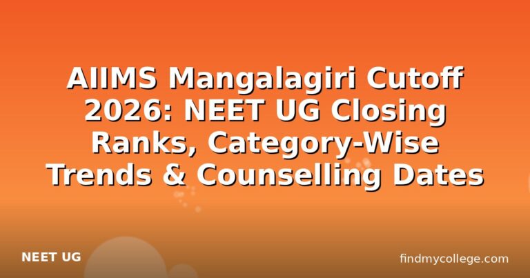 AIIMS Mangalagiri Cutoff 2026: NEET UG Closing Ranks, Category-Wise Trends & Counselling Dates