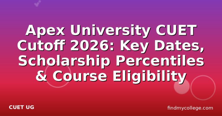 Apex University CUET Cutoff 2026: Key Dates, Scholarship Percentiles & Course Eligibility