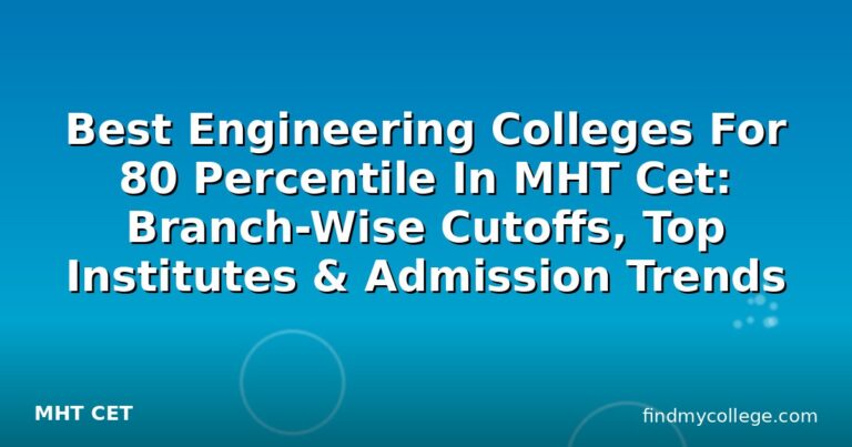Best Engineering Colleges For 80 Percentile In MHT Cet: Branch-Wise Cutoffs, Top Institutes & Admission Trends