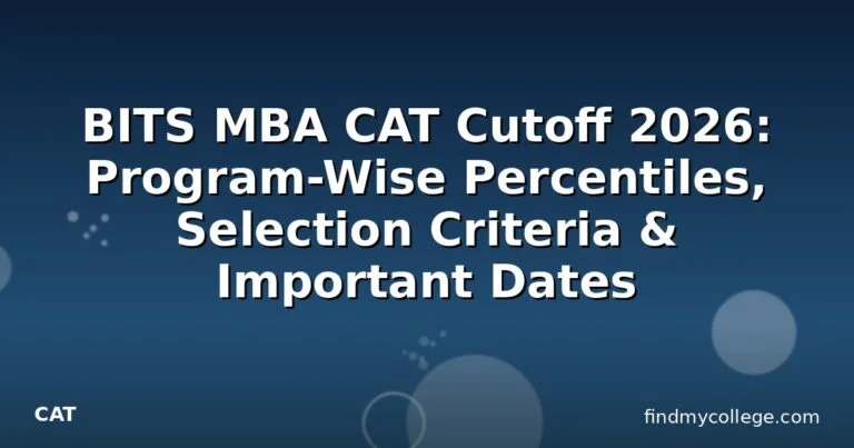 BITS MBA CAT Cutoff 2026: Program-Wise Percentiles, Selection Criteria & Important Dates