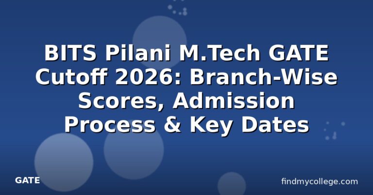 BITS Pilani M.Tech GATE Cutoff 2026: Branch-Wise Scores, Admission Process & Key Dates