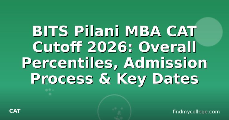 BITS Pilani MBA CAT Cutoff 2026: Overall Percentiles, Admission Process & Key Dates