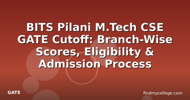 BITS Pilani M.Tech CSE GATE Cutoff: Branch-Wise Scores, Eligibility & Admission Process