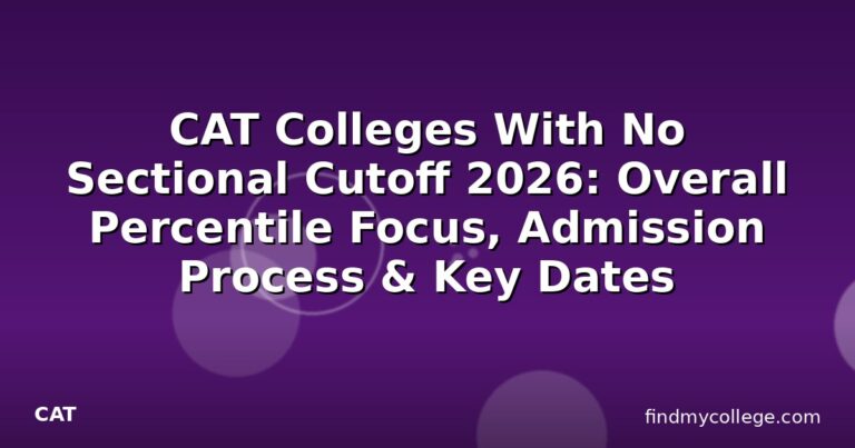 CAT Colleges With No Sectional Cutoff 2026: Overall Percentile Focus, Admission Process & Key Dates
