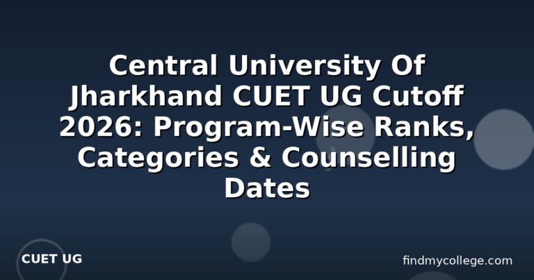 Central University Of Jharkhand CUET UG Cutoff 2026: Program-Wise Ranks, Categories & Counselling Dates