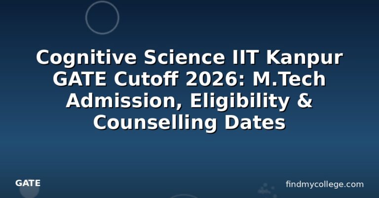 Cognitive Science IIT Kanpur GATE Cutoff 2026: M.Tech Admission, Eligibility & Counselling Dates