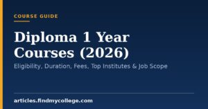 Diploma 1 Year Courses (2026): Eligibility, Duration, Fees, Top Institutes & Job Scope