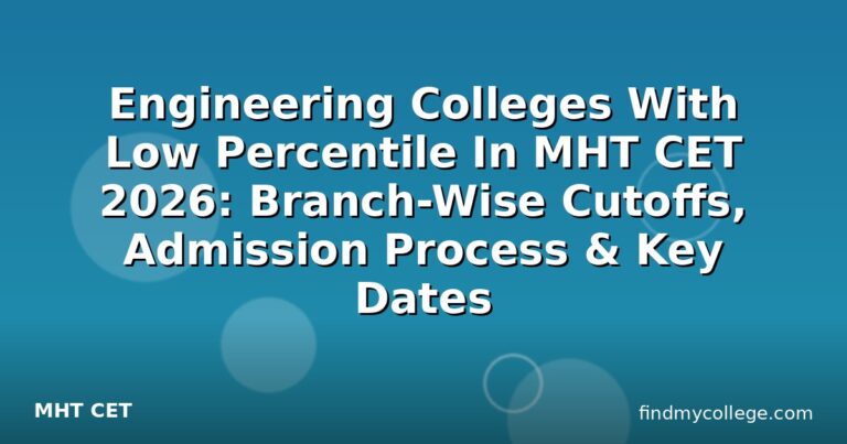 Engineering Colleges With Low Percentile In MHT CET 2026: Branch-Wise Cutoffs, Admission Process & Key Dates