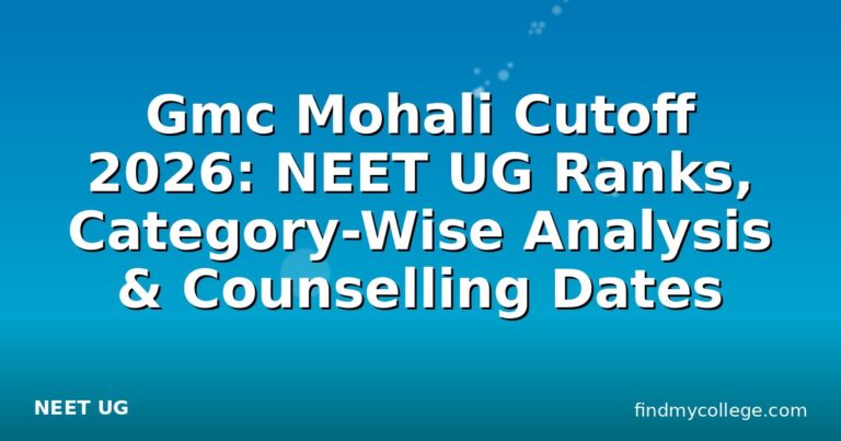 Gmc Mohali Cutoff 2026: NEET UG Ranks, Category-Wise Analysis & Counselling Dates