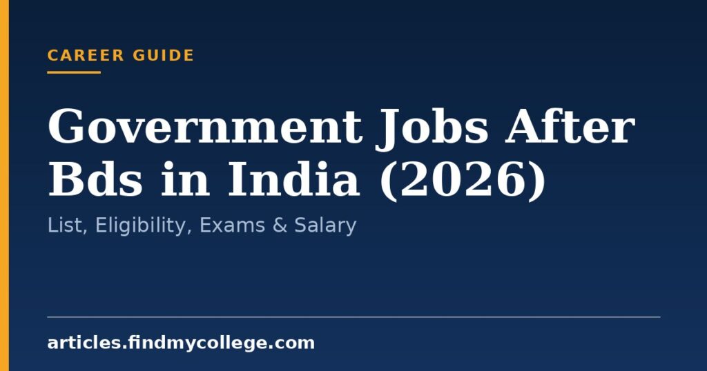 Government Jobs After Bds in India (2026): List, Eligibility, Exams & Salary