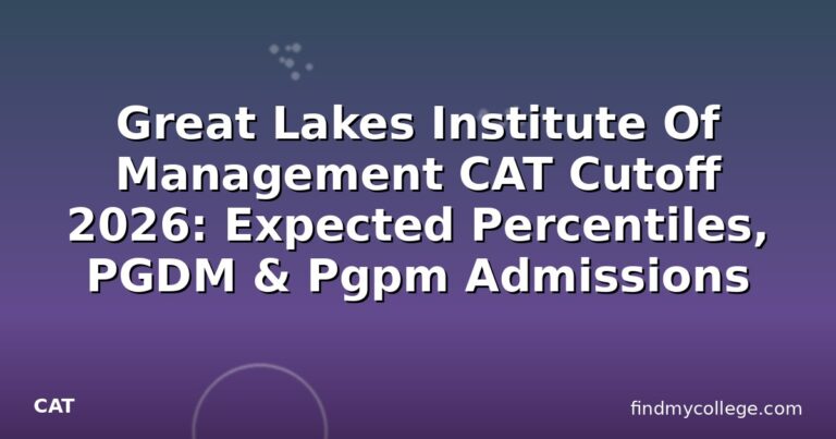 Great Lakes Institute Of Management CAT Cutoff 2026: Expected Percentiles, PGDM & Pgpm Admissions