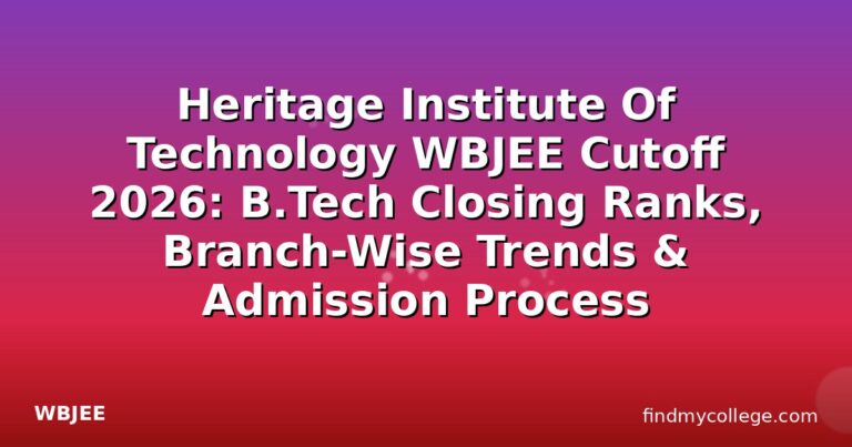 Heritage Institute Of Technology WBJEE Cutoff 2026: B.Tech Closing Ranks, Branch-Wise Trends & Admission Process