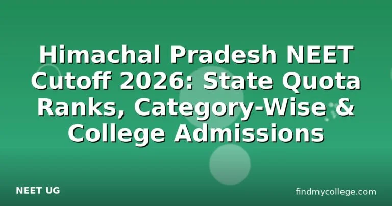 Himachal Pradesh NEET Cutoff 2026: State Quota Ranks, Category-Wise & College Admissions