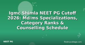 Igmc Shimla NEET PG Cutoff 2026: Md/ms Specializations, Category Ranks & Counselling Schedule