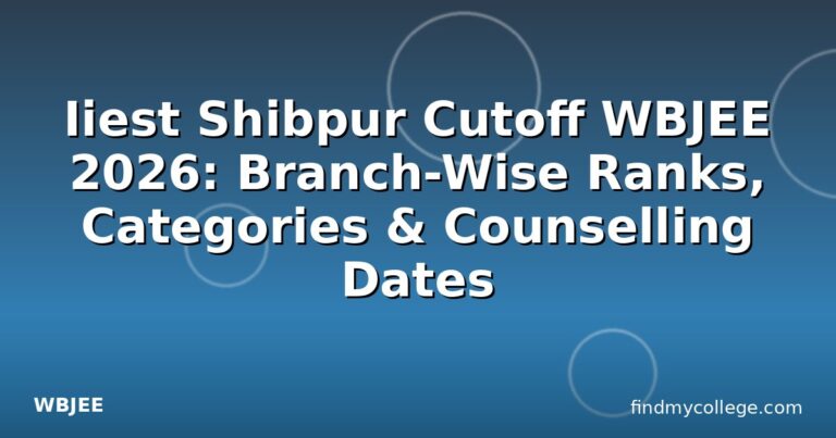 Iiest Shibpur Cutoff WBJEE 2026: Branch-Wise Ranks, Categories & Counselling Dates