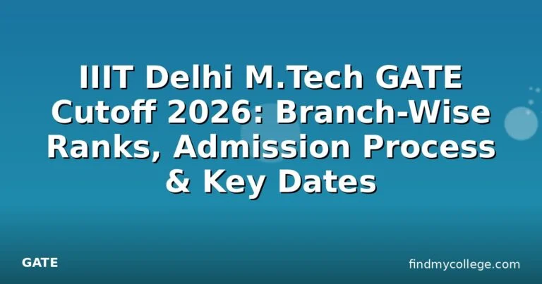 IIIT Delhi M.Tech GATE Cutoff 2026: Branch-Wise Ranks, Admission Process & Key Dates