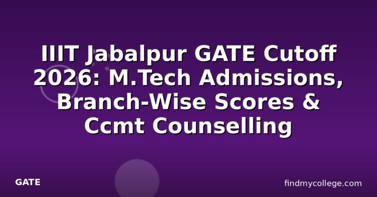 IIIT Jabalpur GATE Cutoff 2026: M.Tech Admissions, Branch-Wise Scores & Ccmt Counselling