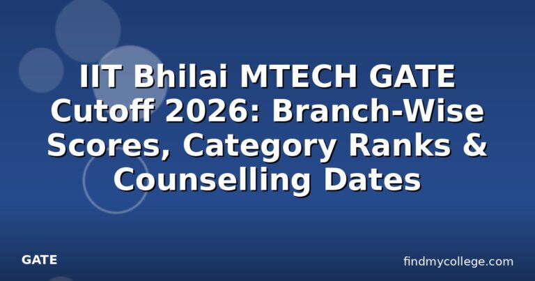 IIT Bhilai MTECH GATE Cutoff 2026: Branch-Wise Scores, Category Ranks & Counselling Dates