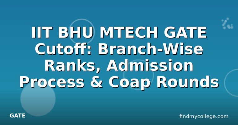 IIT BHU MTECH GATE Cutoff: Branch-Wise Ranks, Admission Process & Coap Rounds