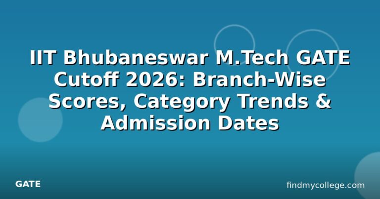 IIT Bhubaneswar M.Tech GATE Cutoff 2026: Branch-Wise Scores, Category Trends & Admission Dates