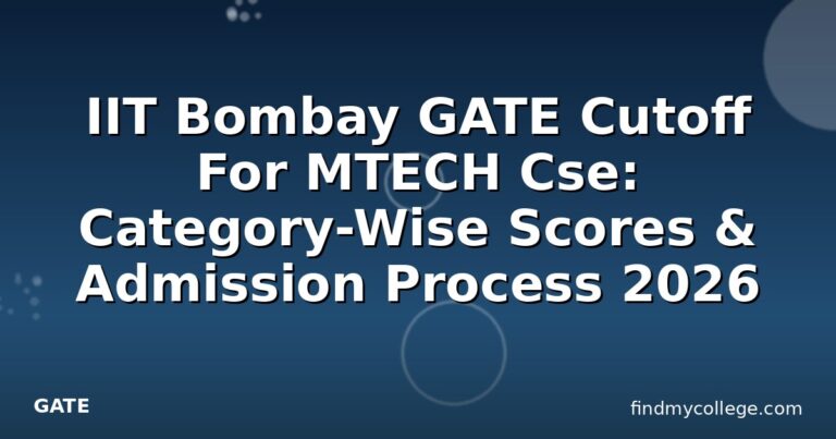 IIT Bombay GATE Cutoff For MTECH Cse: Category-Wise Scores & Admission Process 2026