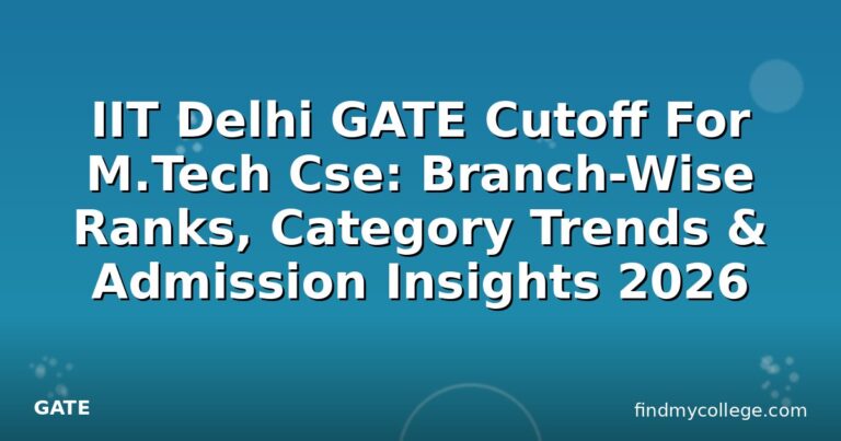 IIT Delhi GATE Cutoff For M.Tech Cse: Branch-Wise Ranks, Category Trends & Admission Insights 2026