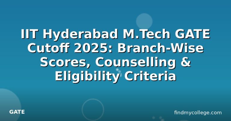 IIT Hyderabad M.Tech GATE Cutoff 2025: Branch-Wise Scores, Counselling & Eligibility Criteria