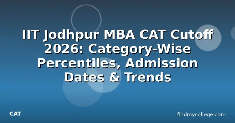 IIT Jodhpur MBA CAT Cutoff 2026: Category-Wise Percentiles, Admission Dates & Trends