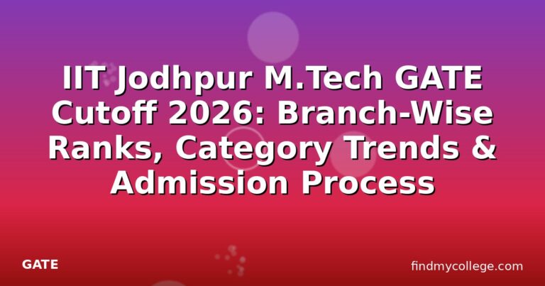 IIT Jodhpur M.Tech GATE Cutoff 2026: Branch-Wise Ranks, Category Trends & Admission Process