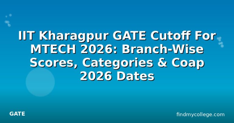 IIT Kharagpur GATE Cutoff For MTECH 2026: Branch-Wise Scores, Categories & Coap 2026 Dates