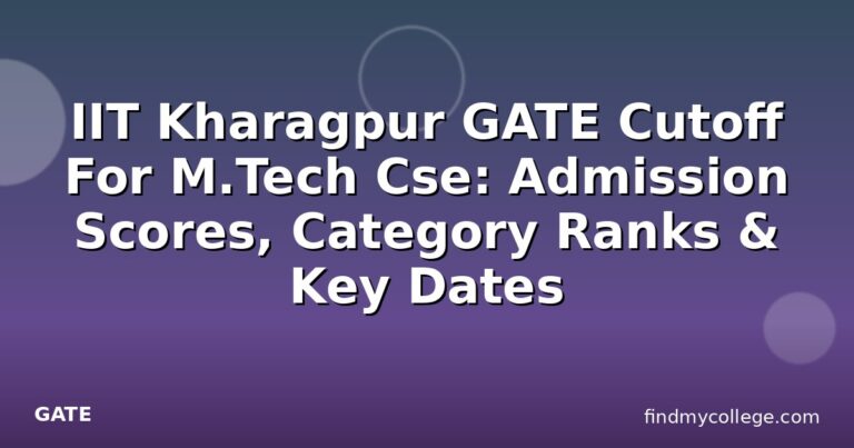 IIT Kharagpur GATE Cutoff For M.Tech Cse: Admission Scores, Category Ranks & Key Dates