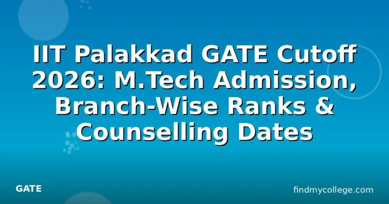 IIT Palakkad GATE Cutoff 2026: M.Tech Admission, Branch-Wise Ranks & Counselling Dates