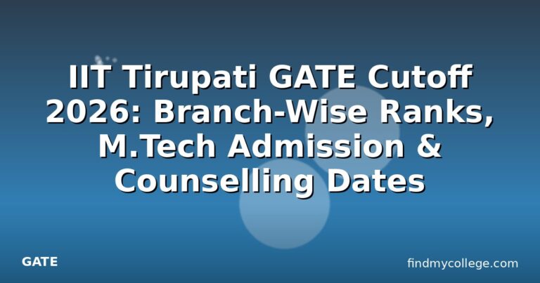 IIT Tirupati GATE Cutoff 2026: Branch-Wise Ranks, M.Tech Admission & Counselling Dates