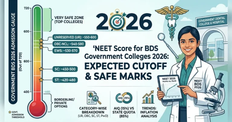 NEET score for BDS government colleges