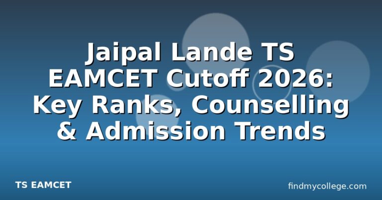 Jaipal Lande TS EAMCET Cutoff 2026: Key Ranks, Counselling & Admission Trends