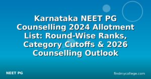 Karnataka NEET PG Counselling 2024 Allotment List: Round-Wise Ranks, Category Cutoffs & 2026 Counselling Outlook