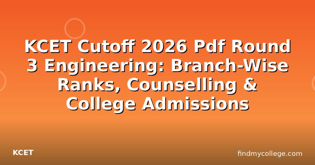 KCET Cutoff 2026 Pdf Round 3 Engineering: Branch-Wise Ranks ...