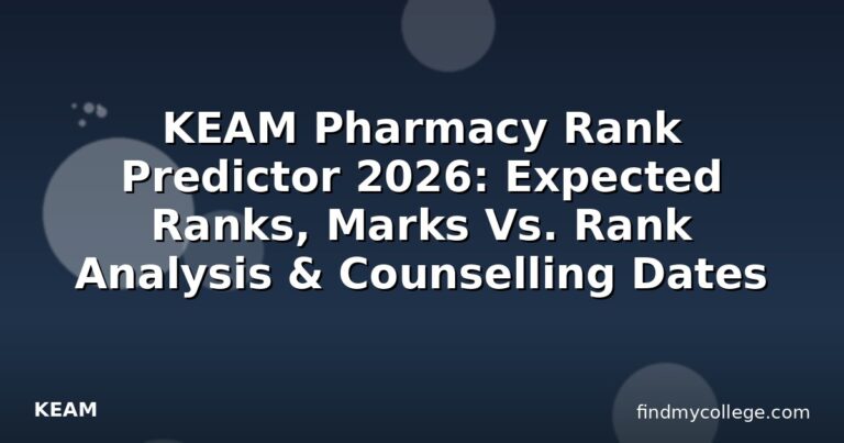 KEAM Pharmacy Rank Predictor 2026: Expected Ranks, Marks Vs. Rank Analysis & Counselling Dates