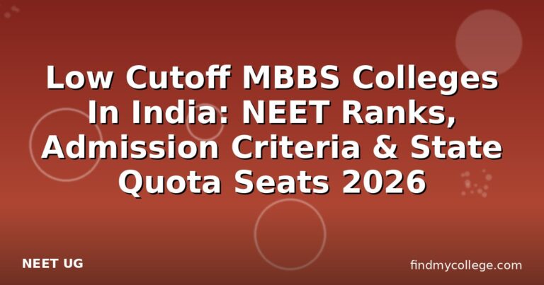 Low Cutoff MBBS Colleges In India: NEET Ranks, Admission Criteria & State Quota Seats 2026