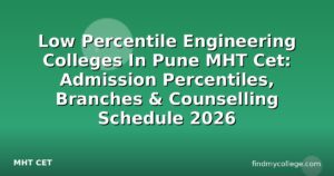 Low Percentile Engineering Colleges In Pune MHT Cet: Admission Percentiles, Branches & Counselling Schedule 2026