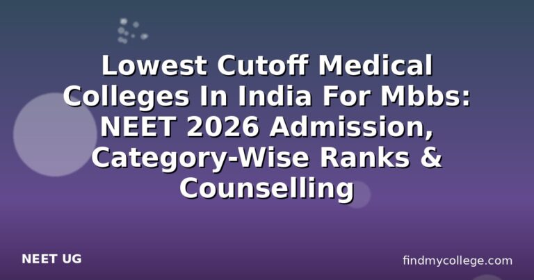 Lowest Cutoff Medical Colleges In India For Mbbs: NEET 2026 Admission, Category-Wise Ranks & Counselling