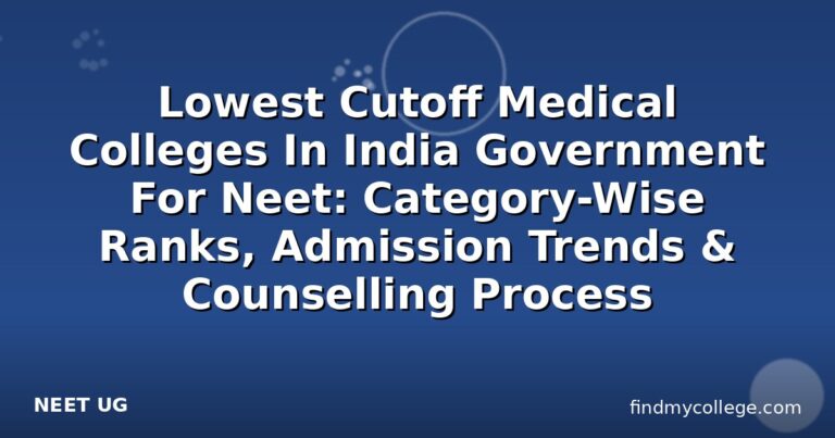 Lowest Cutoff Medical Colleges In India Government For Neet: Category-Wise Ranks, Admission Trends & Counselling Process