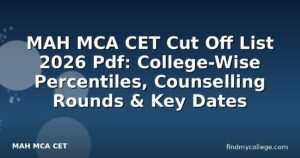 MAH MCA CET Cut Off List 2026 Pdf: College-Wise Percentiles, Counselling Rounds & Key Dates