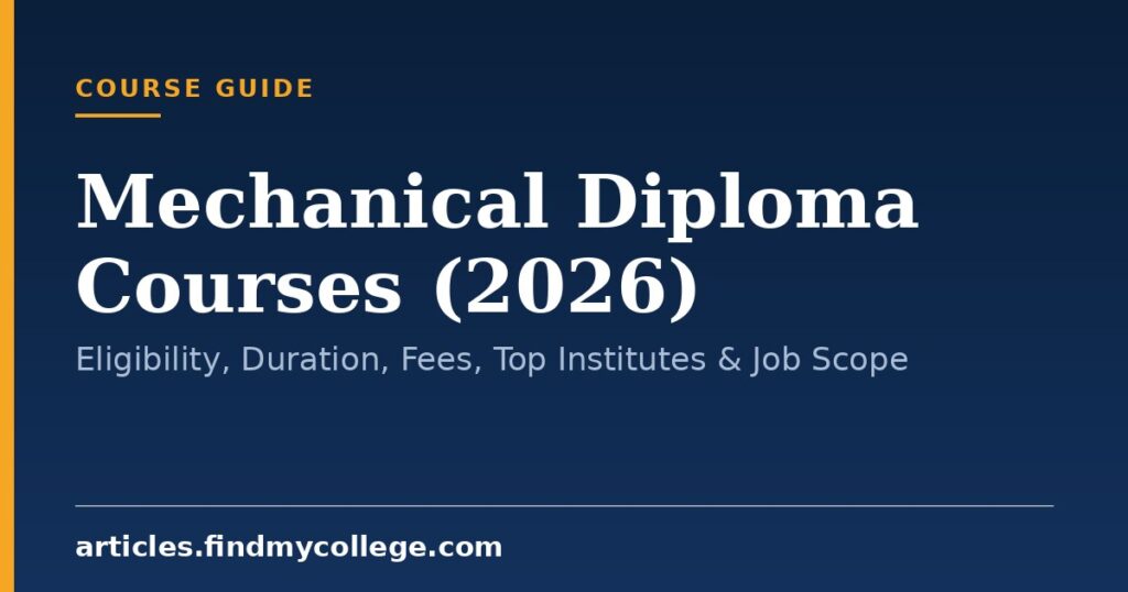 Mechanical Diploma Courses (2026): Eligibility, Duration, Fees, Top Institutes & Job Scope