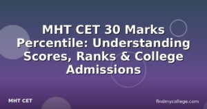 MHT CET 30 Marks Percentile: Understanding Scores, Ranks & College Admissions
