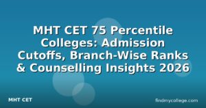 MHT CET 75 Percentile Colleges: Admission Cutoffs, Branch-Wise Ranks & Counselling Insights 2026