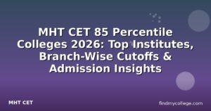 MHT CET 85 Percentile Colleges 2026: Top Institutes, Branch-Wise Cutoffs & Admission Insights