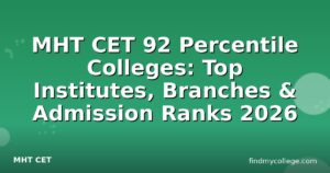 MHT CET 92 Percentile Colleges: Top Institutes, Branches & Admission Ranks 2026
