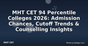 MHT CET 94 Percentile Colleges 2026: Admission Chances, Cutoff Trends & Counselling Insights