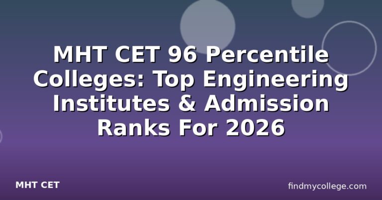 MHT CET 96 Percentile Colleges: Top Engineering Institutes & Admission Ranks For 2026